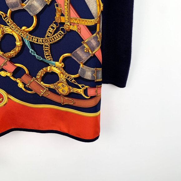 Hermès Paris Multicolor Chain Print Silk & Cashmere Long-Sleeve Pullover Top Siz - Picture 6 of 8